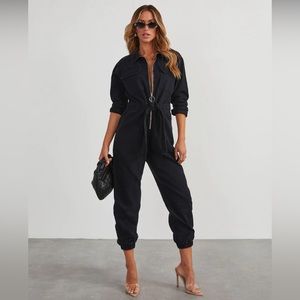 Vici Collection NWT Jumpsuit Flight Suit Onsie Romper Sexy Black Sz XL 12-14!